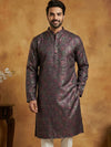 Men Cotton Blend Kurta Pyjama with Foil Print