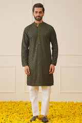 Green Embroidered Kurta Pajama