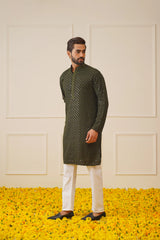 Green Embroidered Kurta Pajama