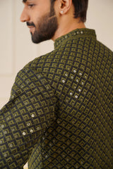 Green Embroidered Kurta Pajama