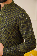 Green Embroidered Kurta Pajama