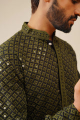Green Embroidered Kurta Pajama