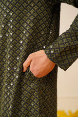 Green Embroidered Kurta Pajama