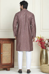 Embroidered And Mirror Work Straight Kurta