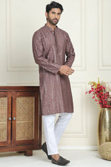 Embroidered And Mirror Work Straight Kurta