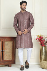 Embroidered And Mirror Work Straight Kurta