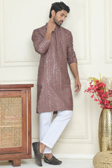 Embroidered And Mirror Work Straight Kurta