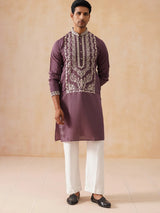 Silk Embroidered Kurta Pant With Shawal