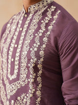 Silk Embroidered Kurta Pant With Shawal