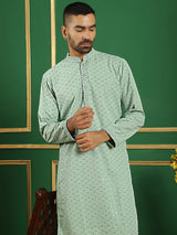 Men Mint Sequenece Kurta Pajama