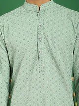 Men Mint Sequenece Kurta Pajama