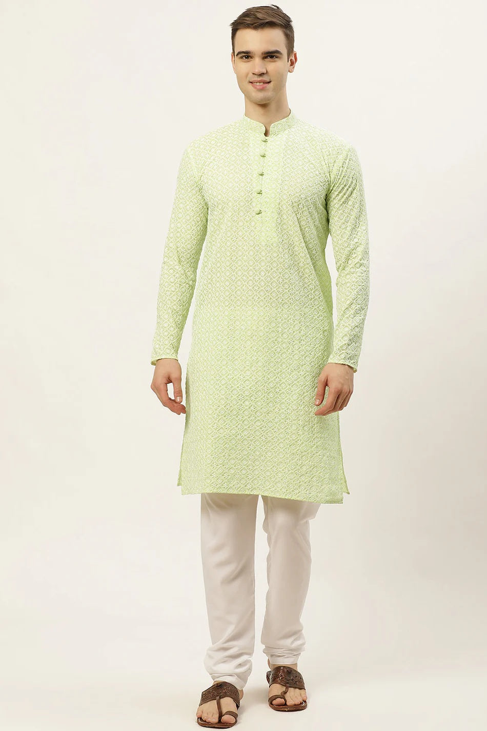 Green Chikankari Kurta Payjama
