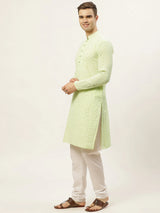 Green Chikankari Kurta Payjama