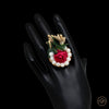 Rose floral pearl golden ring