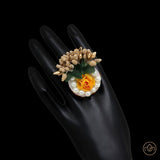 Rose floral pearl golden ring