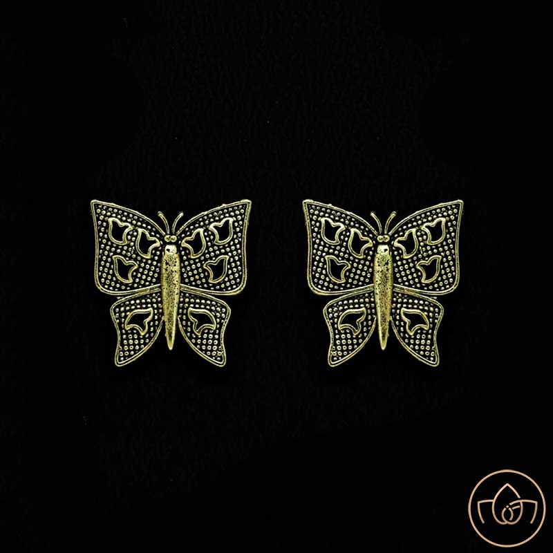 Butterfly oxidised Golden Earring