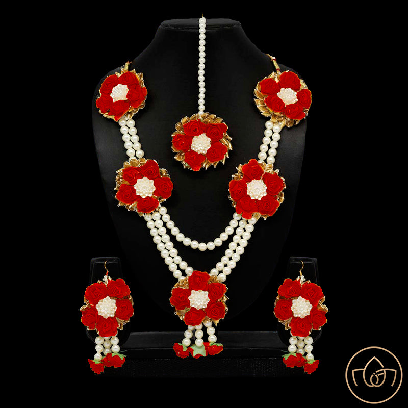 Floral Necklace with Earrings & Tikka
