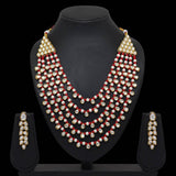Long Mala Necklace Set - Red/Green