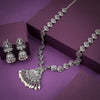Silver Long Necklace Set With Jhumki Earrings