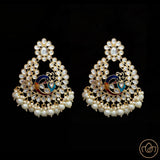 Peacock Design Round Pearl Earrings