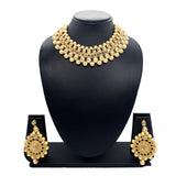 Golden Choker Necklace Set with Earrings