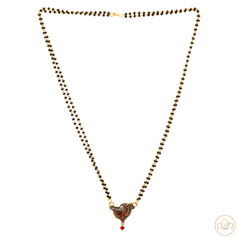 Maroon & Green Colour Glass Stone Mangalsutra