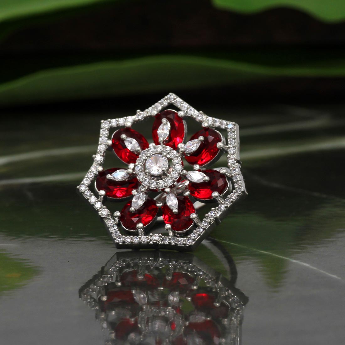 Hexa Rose Gold AD Ring