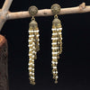 Long Oxidised Golden Pearl Earrings