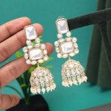 White Kundan Jhumki Earrings