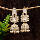 White Kundan Jhumki Earrings