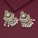 White Kundan and Pearl Earrings