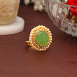 Parrot Green Kundan Ring