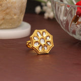 Kundan Ring - White