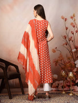Printed Embroidered Rayon Kurti Set
