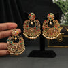 Multi Colour Golden Earrings With Maang Tikka