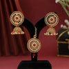 Multi Color Kundan Earrings With Maang Tikka