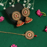 Kundan Earrings With Maang Tikka2