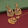 Kundan Earrings With Maang Tikka