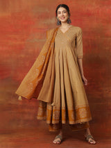 Cotton V-Neck Anarkali Suit