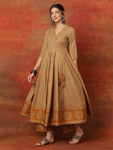 Cotton V-Neck Anarkali Suit