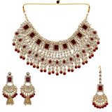 Kundan Necklace With Earrings & Maang