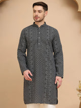 Grey Chikankari Embroidered Kurta