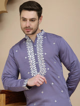 Silk Mirror Embroidered Kurta Pant
