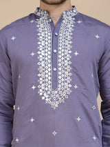 Silk Mirror Embroidered Kurta Pant