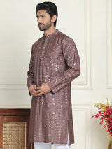 Embroidered And Mirror Work Straight Kurta