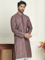Embroidered And Mirror Work Straight Kurta