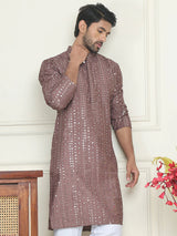 Embroidered And Mirror Work Straight Kurta