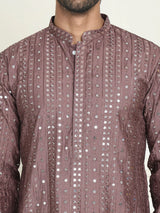 Embroidered And Mirror Work Straight Kurta