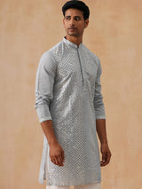 Light Blue Mirror Work Kurta Pyjama