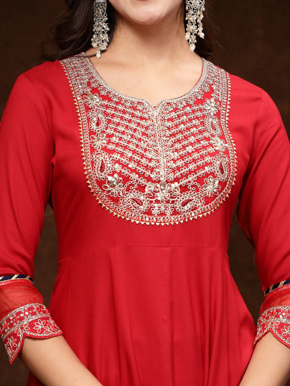 Embroidered Rayon Anarkali Set